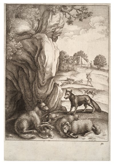 The Wolf and the Fox by Wenceslaus Hollar